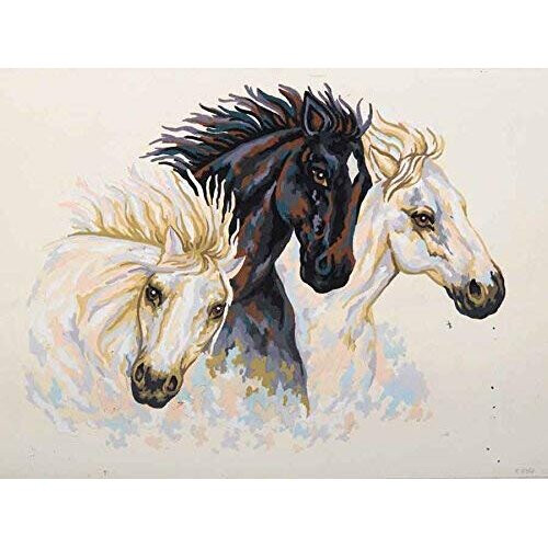 Equine Study Horses Tapestry Needlepoint Canvas - Large
