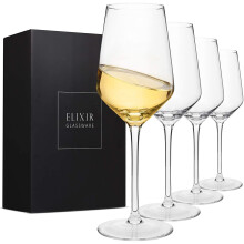 Crystal Wine Glasses – Hand Blown Red & White Wine Glasses – Set of 4 Long Stem Wine Glasses, 100% Lead Free Premium Crystal – Gift for Wedd