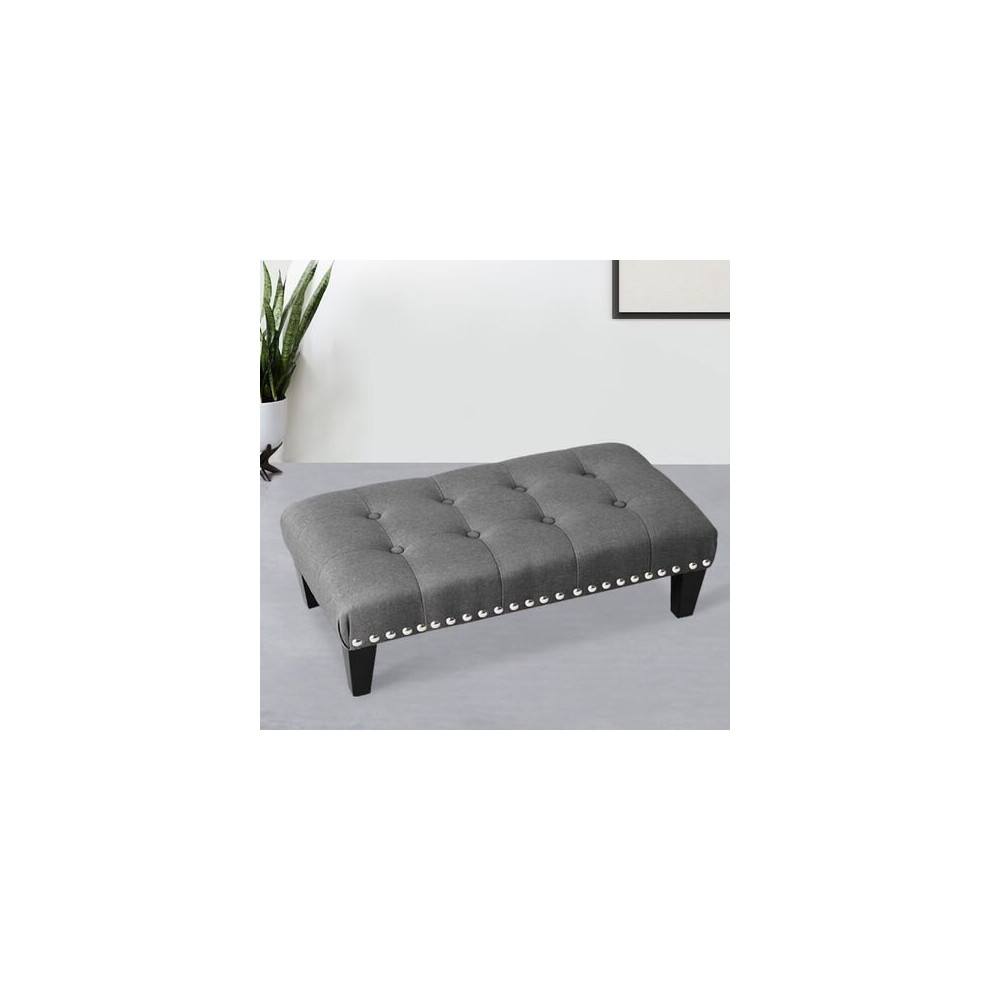 Footstool Linen Fabric Ottoman Footrest Stool Chair Kids Seat