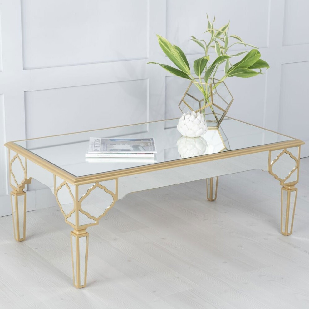 Casablanca Gold Trim Mirrored Coffee Table