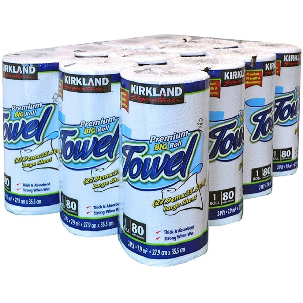 Kirkland Signature Kitchen Roll Towel, 12 x 80 Sheet Pack