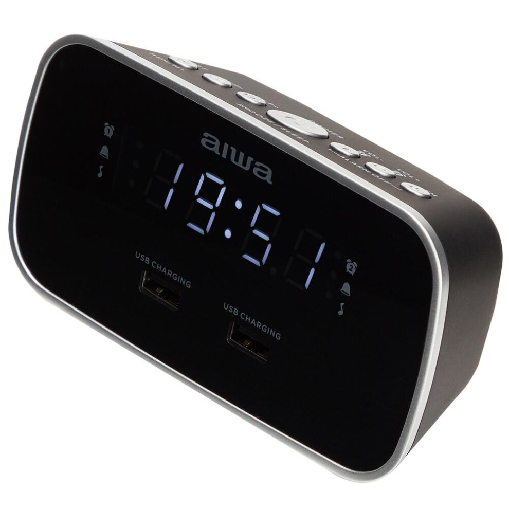 Aiwa Cru-19 Radio Alarm Clock Black