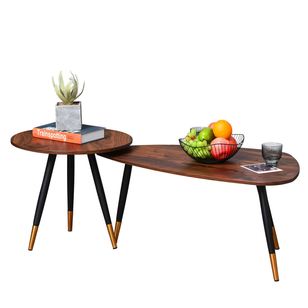 Homcom Coffee Table Set Of 2 Nesting End Side Tables Living Room Home Gold