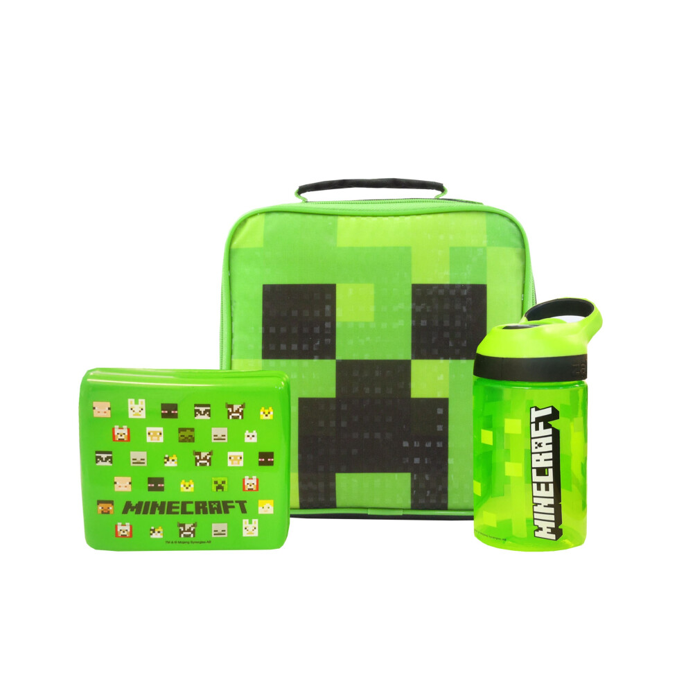 Minecraft Lunch Box Set Kids Boys (School Lunch Bag, Water Bottle, Snack Pot)