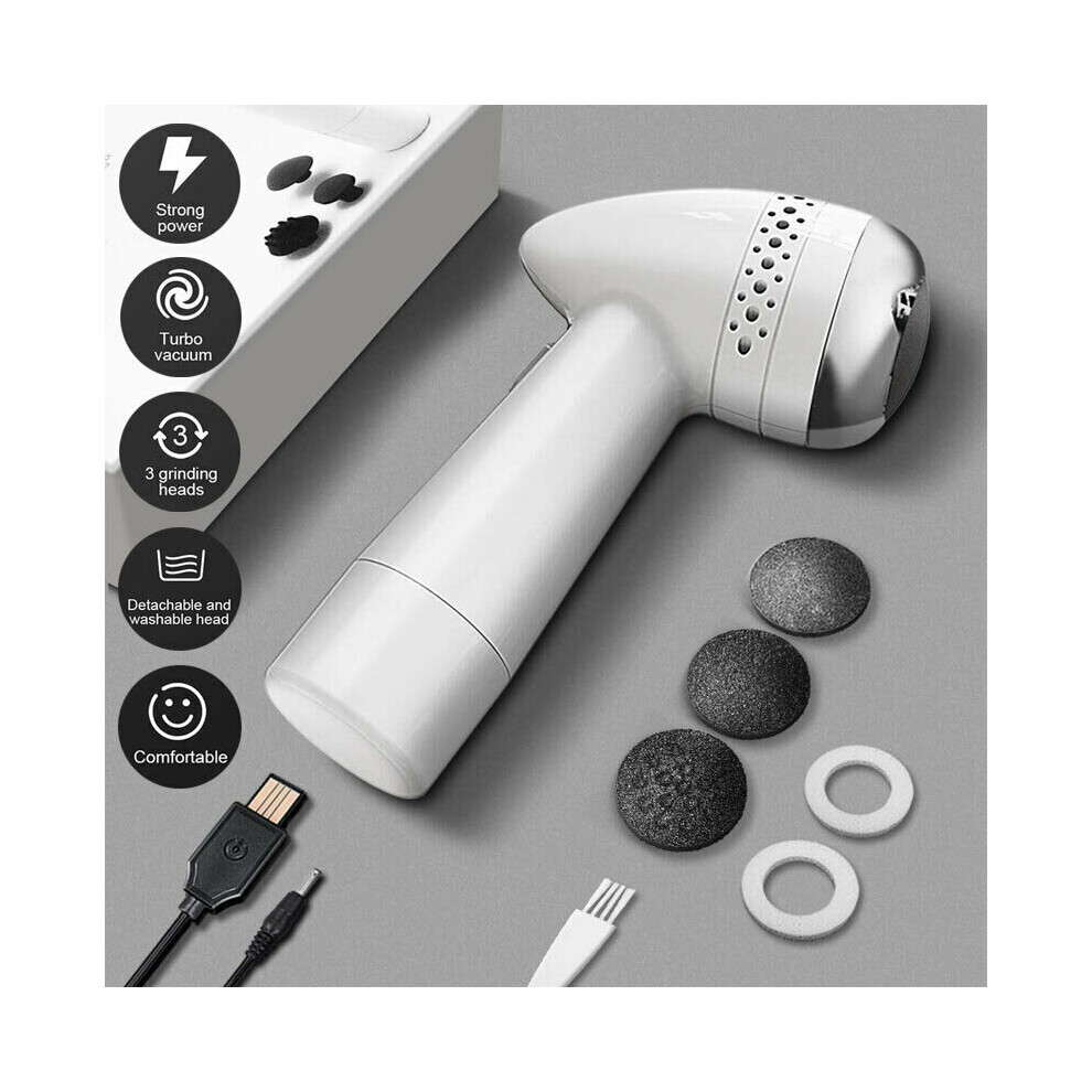 Wt White/Pink Electric Foot File Grinder Callus Dead Skin Remover Pedicure Scrubber