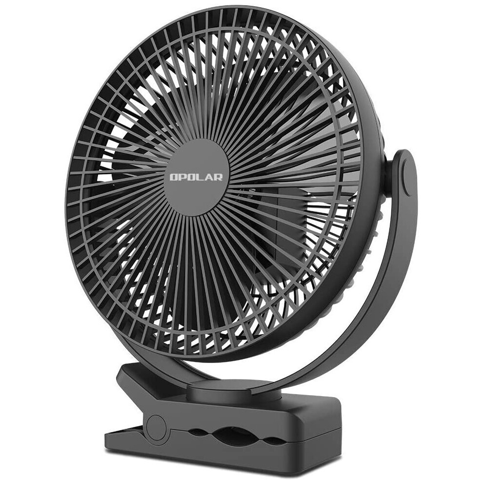 OPOLAR 10000mAh 8-Inch Rechargeable Battery Operated Clip on Fan, 4 Speeds Fast Air Circulating USB Fan, Sturdy Clamp Portable for Outdoor Camper