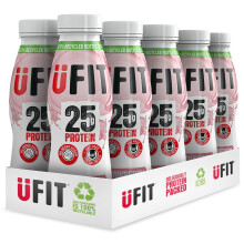 Ufit Strawberry Flavour Fat-Free High-Protein Milkshake - 25g Protein per 330ml, Ready-to-Drink, 10x330ml