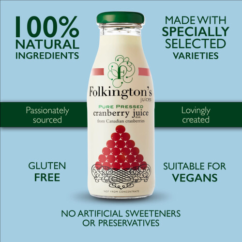 Folkingtons Cranberry Juice - 12x250ml 2