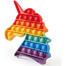 Pop It Fidget Toy Unicorn Shape Rainbow Pop Sensory Squeeze Poppet Toy