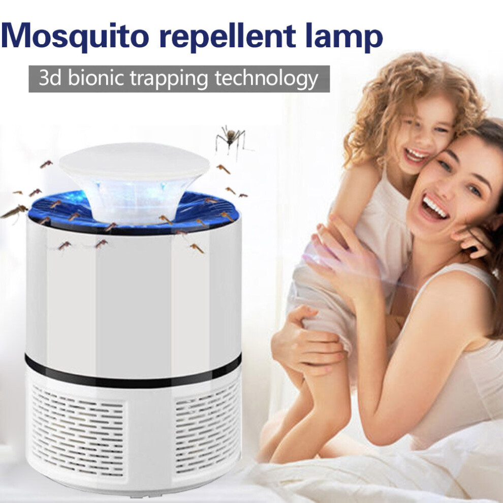 (White) USB Mosquito Fly Insect Bug Killer Electric Lamp Zapper Trap Killer LED Mute
