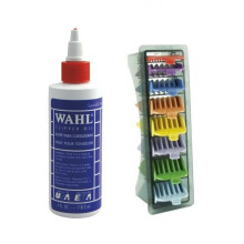 Wahl Clipper Oil 4oz and Wahl 1-8 Coloured Clipper Comb Set