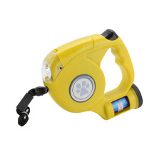 (Yellow ) Dog Leads Lead Retractable Training Pet Leash Extending Tape Cord With Light