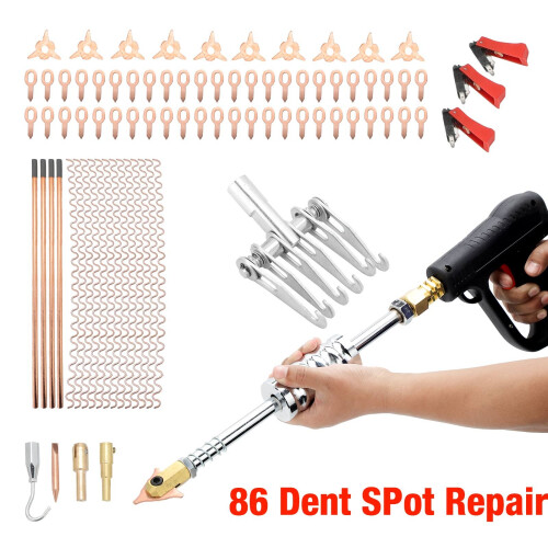 86pcs Car Body Dent Puller Kit Repairing Tools Spot Welding Electrodes Spotter