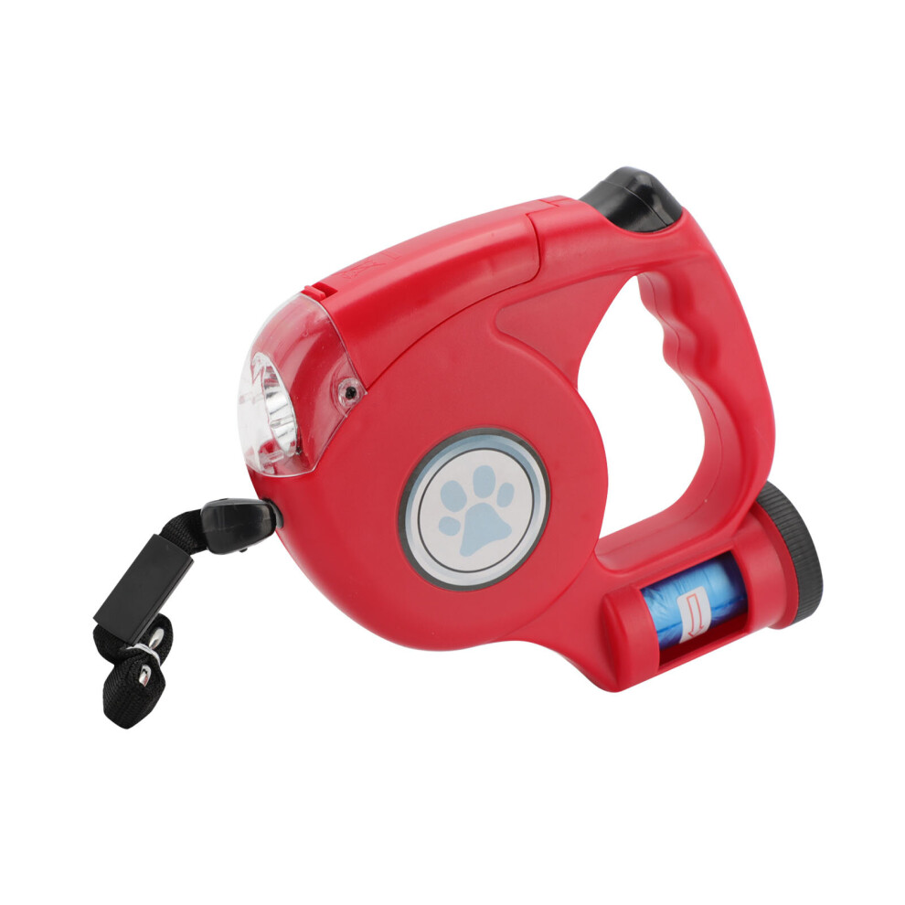 (Red ) Dog Leads Lead Retractable Training Pet Leash Extending Tape Cord With Light