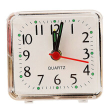 (White - Small Silent No Tick Night Glow Alarm Cloc) Home Mini Quartz Bedside Desk Table Snooze Clock Battery Operated Alarm Clocks