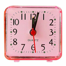 (Pink - Night Light Travel Portable clock) Home Mini Quartz Bedside Desk Table Snooze Clock Battery Operated Alarm Clocks