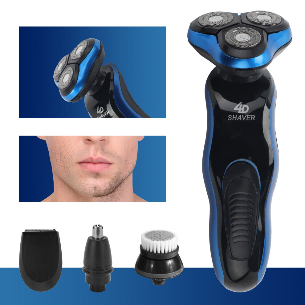 Blue/Black 4 In1 Men Electric Razor Shaver Usb Charging Wet/Dry Rotary Cordless