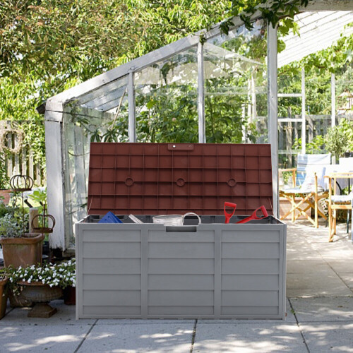 Living And Home Waterproof Large Plastic Garden Storage Box with Wheels 290L 1