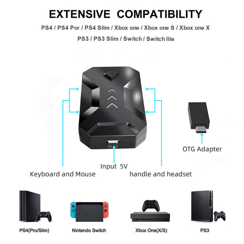 Game Console Accessories With Headset SWITCH XBOX PS4 PS3 Console Keyboard And Mouse Converter 1