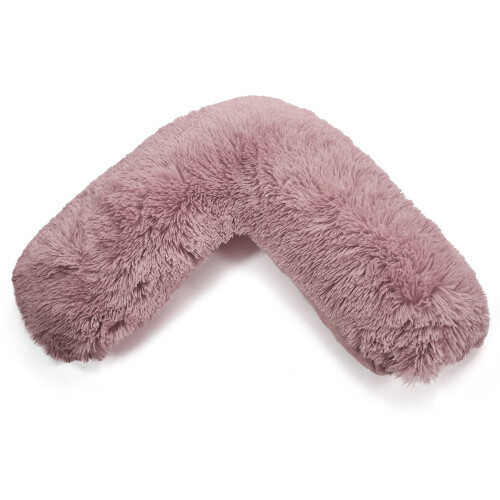 (Blush Pink, V Pillow with Case) Teddy Cuddles V Shape Pillow Case For Support