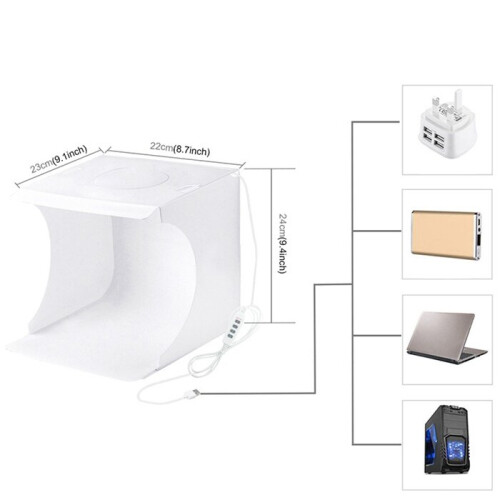 20cm Ring LED Panel Folding Portable Light Photo Lighting Studio Shooting Tent Box Kit With 6 Colors Backdrops 2
