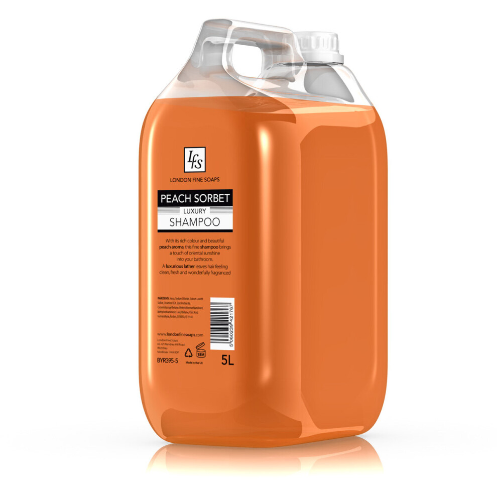 London Fine Soaps Peach Sorbet Luxury Shampoo ~ 2 X 5 Litres