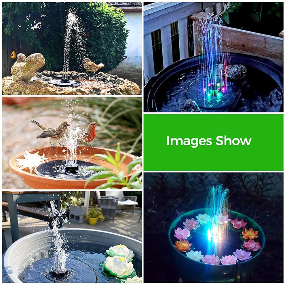 (Square Solar Fountain) Solar Panel Powered Water Feature Garden Pool Pond With LED Light