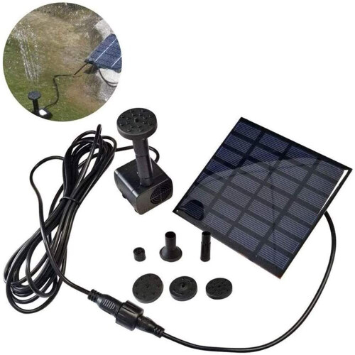 (Square Solar Fountain) Solar Panel Powered Water Feature Garden Pool Pond With LED Light 2