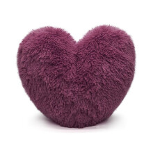 (Plum) Teddy Heart Fleece Shape Fluffy Filled Cushion