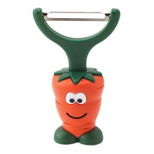 MSC International Joie Veggie Dude Fruit Vegetable Peeler, Stainless Steel Blade, 4-Inches, 4", Orange