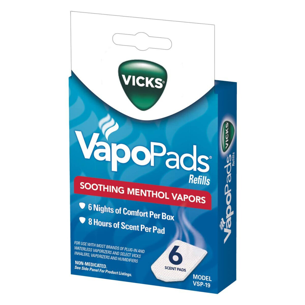 Vicks VapoPads, 6 Count â Soothing Menthol Vapor Pads for Vicks Humidifiers, Vaporizers, Waterless Vaporizers, and Plug-Ins, VSP-19