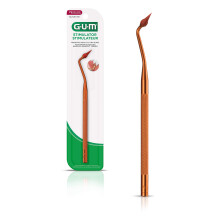 GUM Stimulator med fast håndtag og gummispids — vinklet nakke til præcis tandkødsmassage, anbefalet af tandlæger