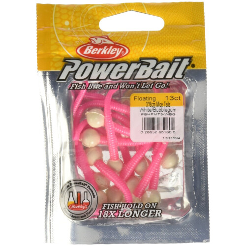 Berkley PowerBait Floating Mice Tails , White/Bubblegum, 3" (13 Count)