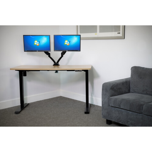 Dellonda Dellonda Single Motor Height-Adjustable Electric Sit & Stand Desk, Memory Function - Oak Desktop 2