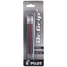 PILOT Dr. Grip 4+1 Multi-Function Ballpoint Ink Refills, Fine Point, Black/Red/Blue/Green Inks, 4-Pack (77154)