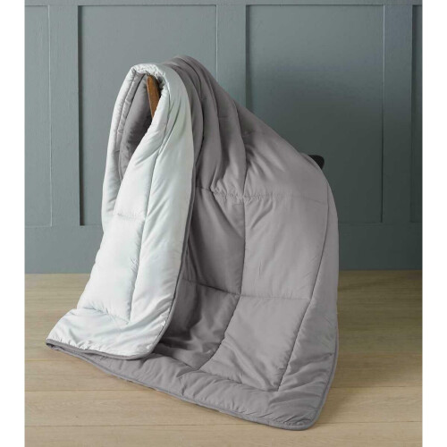 Micro-touch Reversible Grey Quick Quilt Plush Combi Quilted Throw Blanket Bed Throw