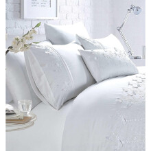 Belle Maison Papillion White Luxury Embroidered Butterfly King Size Duvet Cover Set