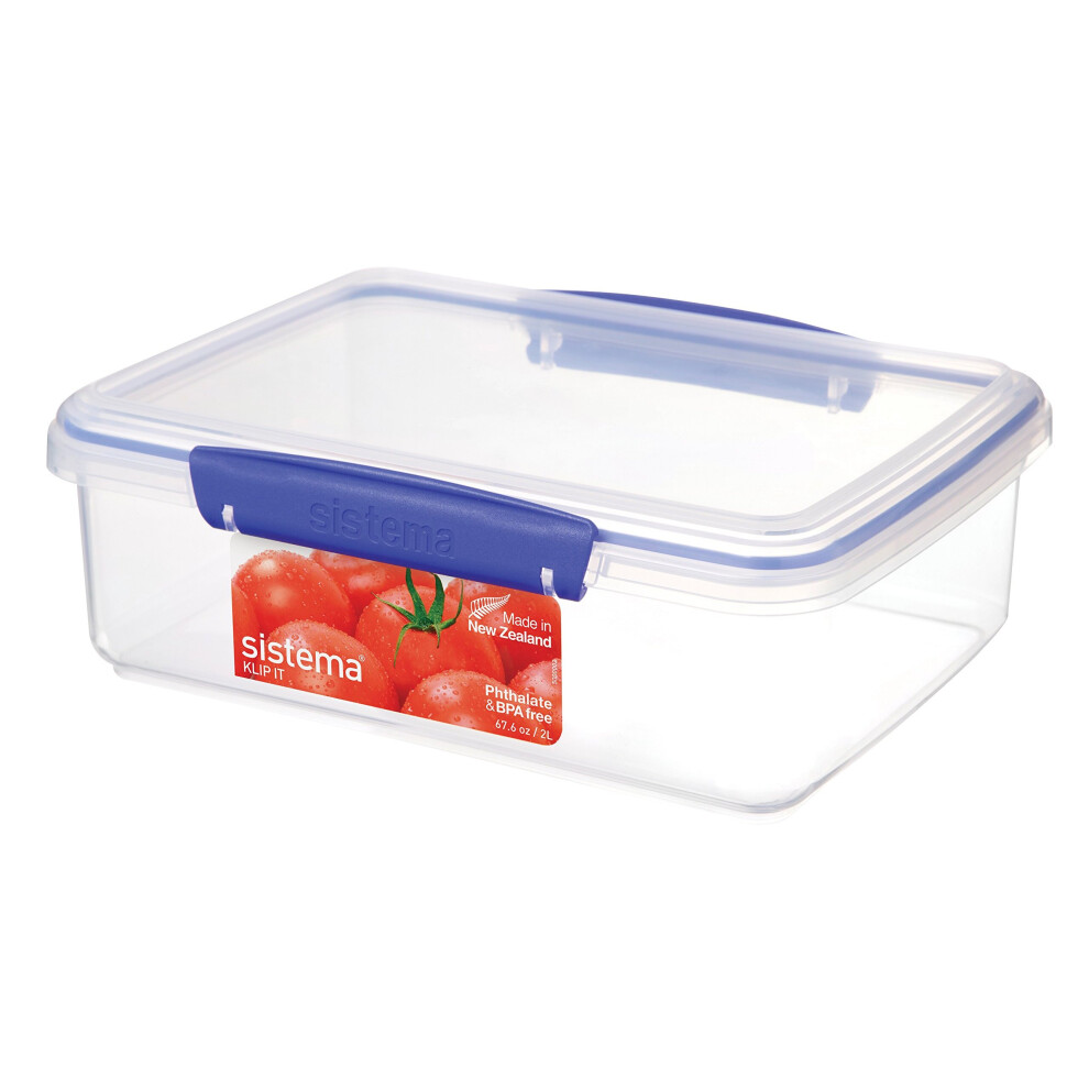 Sistema 1700 Klip It Collection Rectangle Food Storage Container, 2 Liter/67.6 Ounce