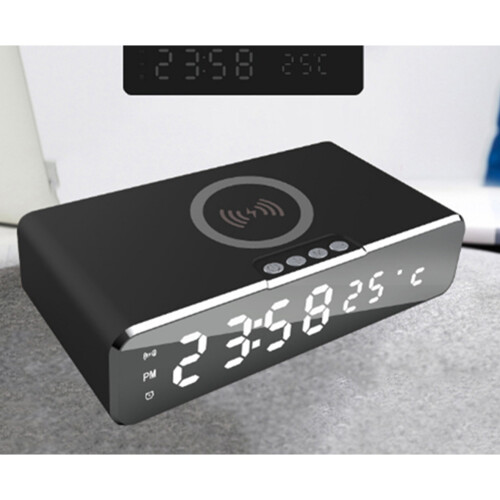 W1 Desktop Mobile Phone Wireless Charger LED Smart Alarm Clock Bedside Clock Wireless Fast Charging 1