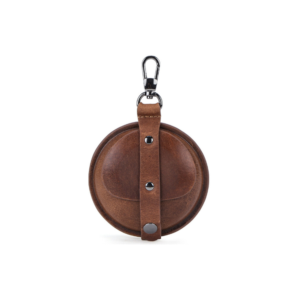 Outdoor Crazy Horse Leather Portable Multifunctional Bluetooth Earphone Case For Airpods Pro- Brown 4313546803735