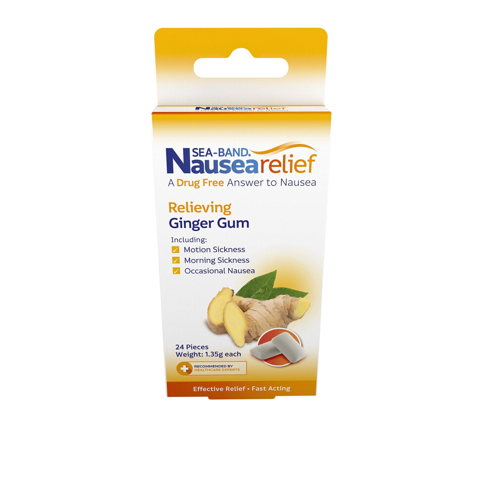 Sea-Band Anti-Nausea Ginger Gum For Motion & Morning Sickness, 24 Pieces