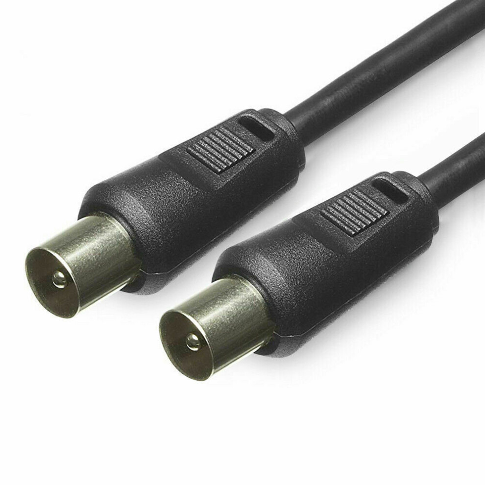 1M Coaxial Tv Aerial Cable Male To Male Television Extension Lead - Black