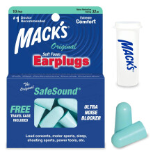 Mack's Original Soft Foam Earplugs, 10 Pair - 32dB Highest NRR, Comfortable Ear Plugs for Sleeping, Snoring, Work, Travel & Loud Events
