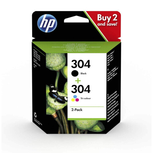 HP 3JB05AE 304 Original Ink Cartridges, Black and Tri-Colour, Multipack