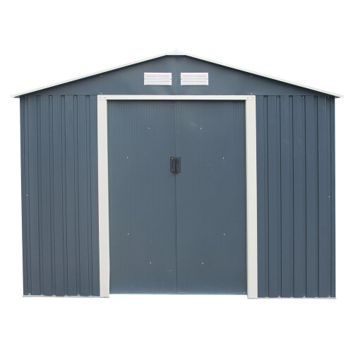 Charles Bentley Charles Bentley Grey Metal Garden Storage Shed -  8ft x 6ft 1