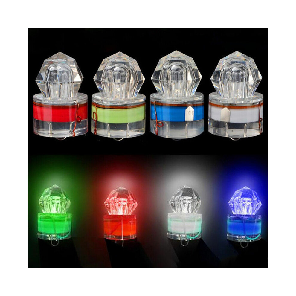 (Multicolour) 10X Flashing LED Fishing Lights Deep Drop Underwater Diamond Bait Lure Squid Strobe