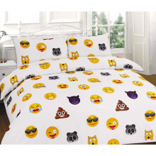 (Emoji White, Double ) IKon Emoji Duvet Cover Set With Pillow Cases size