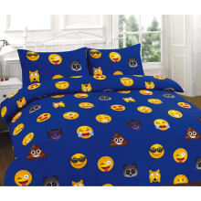 (Emoji Blue, Double ) IKon Emoji Duvet Cover Set With Pillow Cases size
