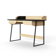 Sailsbury Oak Home Office Desk Black Metal Legs By Alphason