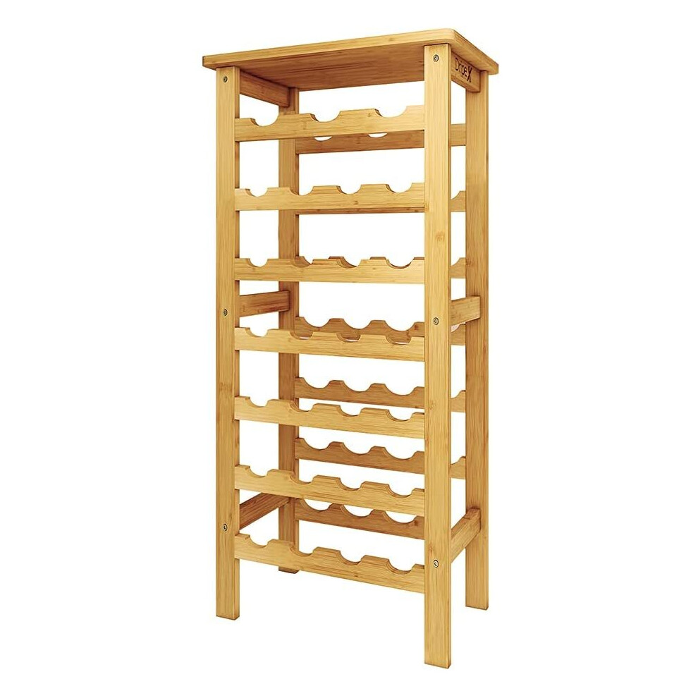 (7-tier 27 bottles) Dripex Bamboo Wine Rack Storage Free Standing Display Shelves